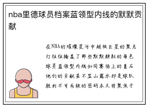 nba里德球员档案蓝领型内线的默默贡献